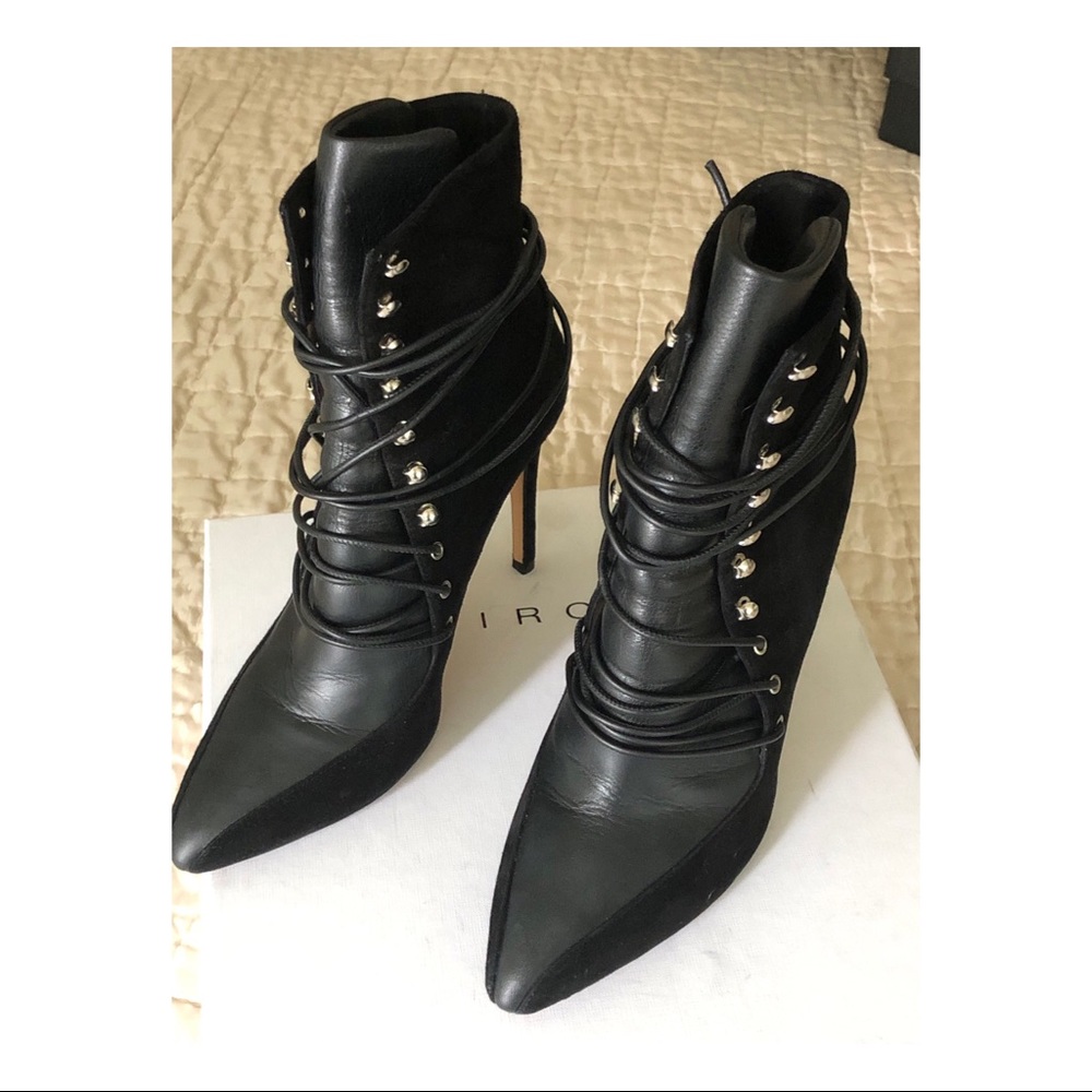 IRO Karda Black suede/leather lace up booties